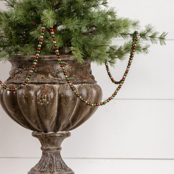 LG AGED RED,GREEN,SILVER BEAD GARLAND