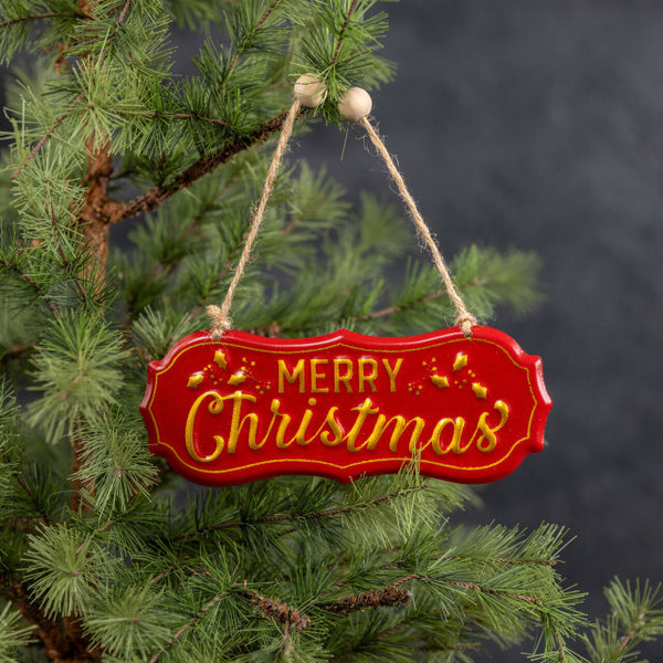 RED & GOLD MERRY CHRISTMAS ORNAMENT