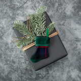 4" TARTAN STOCKING ORNAMENT W/ GREEN CUFF