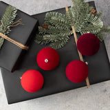 SET/ 4 - 3.25" RED FLOCKED BALLS