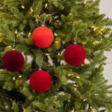 SET/ 4 - 3.25" RED FLOCKED BALLS