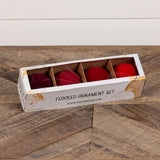 SET/ 4 - 3.25" RED FLOCKED BALLS